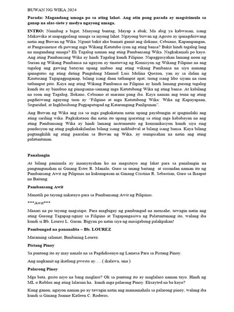 Buwan NG Wika 2024 Script .
